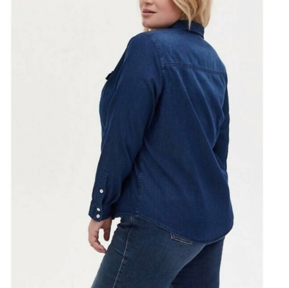 Torrid Chambray Long Sleeve Shirt - Picture 7 of 7